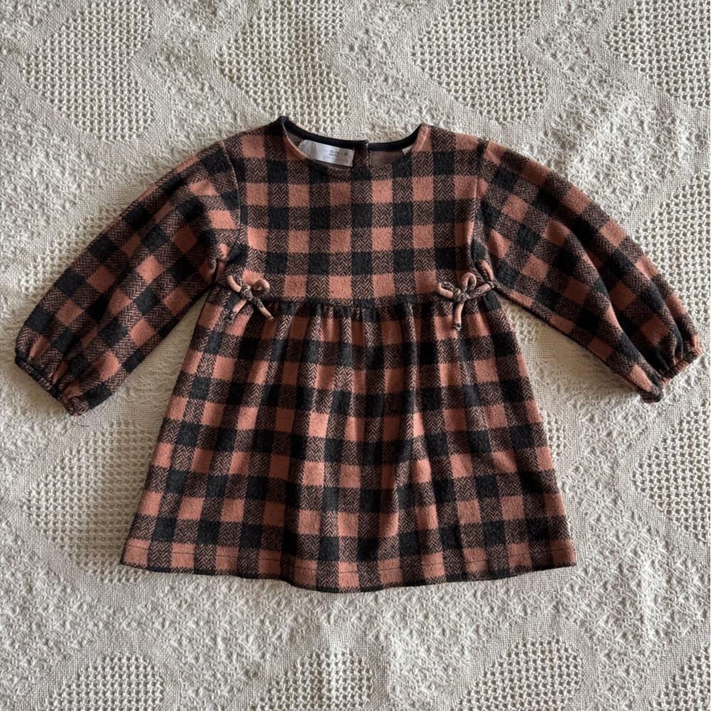 Zara Plaid Bow Dress 18/24 months